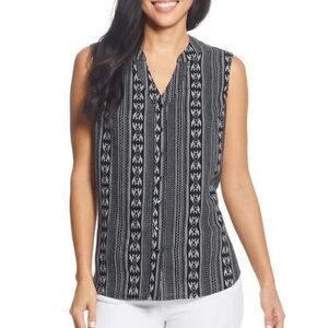 Weatherproof Vintage sleeveless top, black and white pattern
